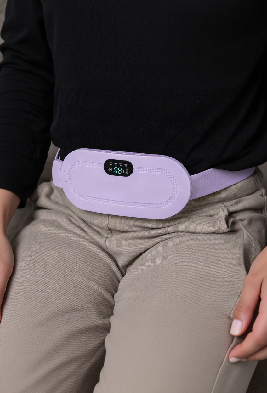 CrampCalm Aura wearable heating belt in purple